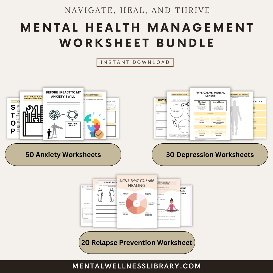 Mental Health Management Worksheet bundle